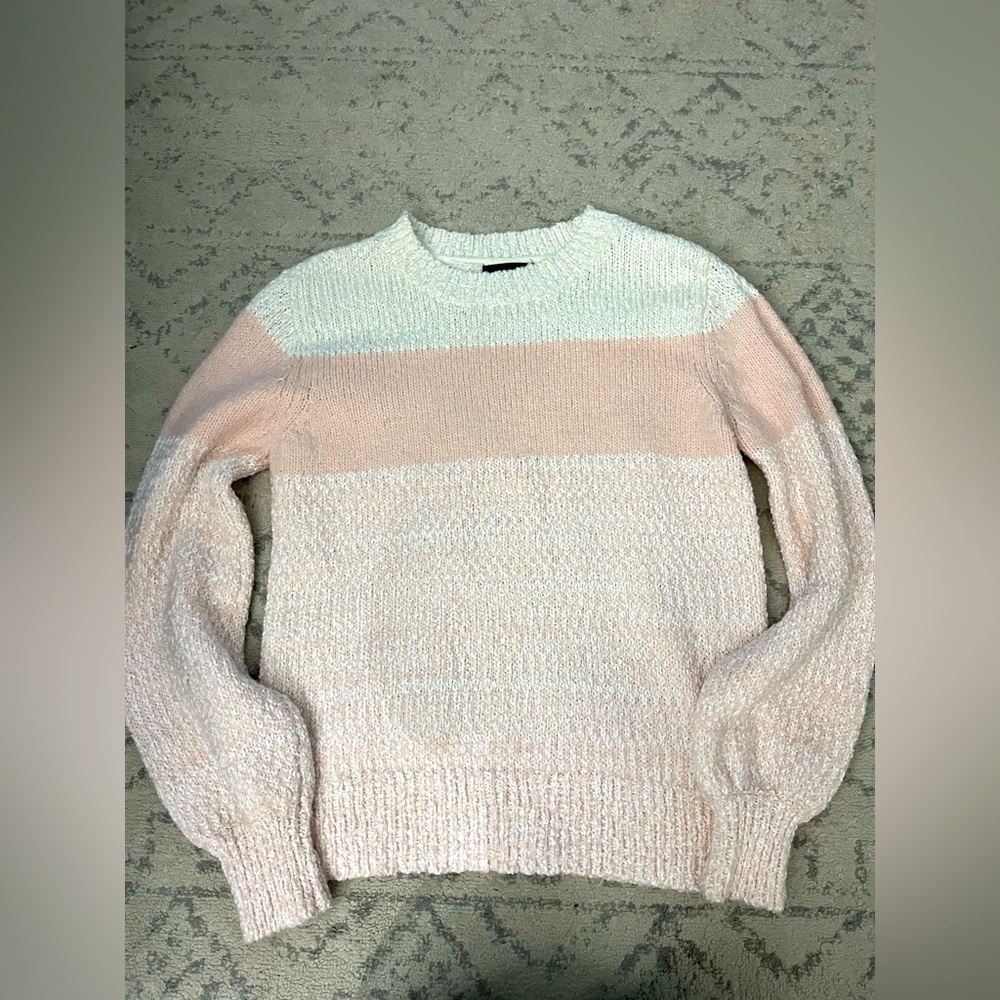 Aqua, size small, pink and white ombré sweater